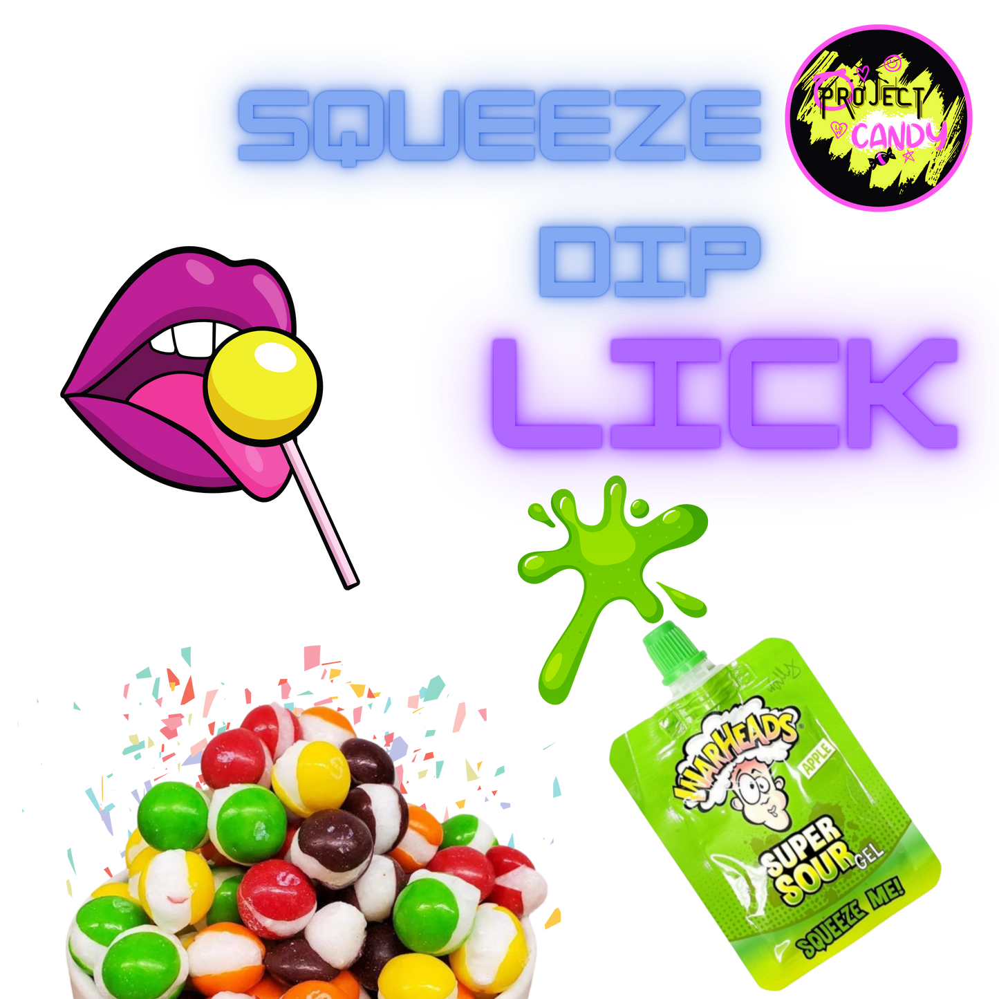 Squeeze, Dip & Lick - Freeze dried dust with lollipop and squeeze candy