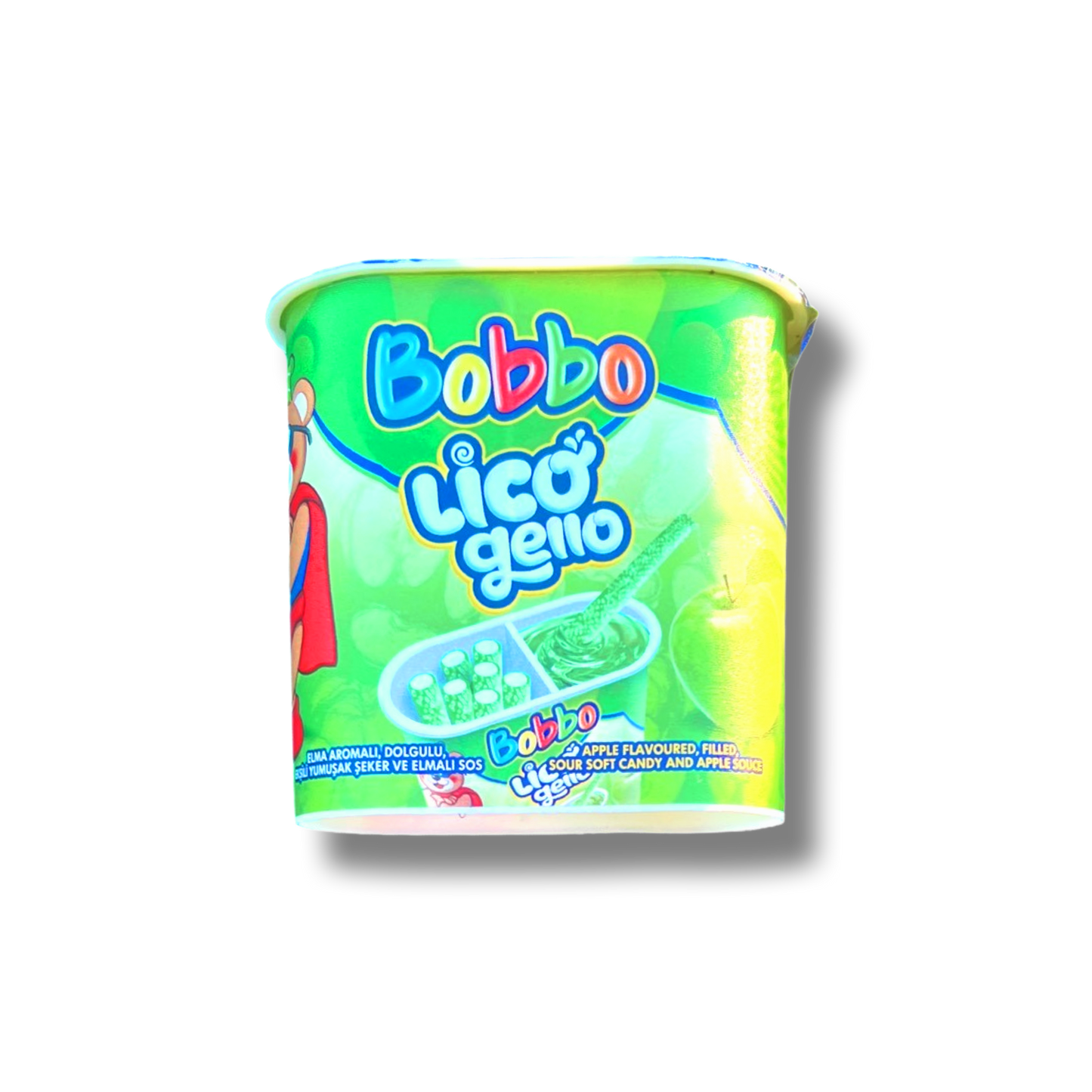 Bobbo Fizzy Apple Candy Sticks with Sour Gel Pot 45g