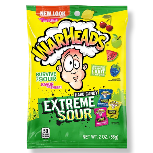 Warheads Extreme Sour Hard Candy Peg Bag 56g (2oz)