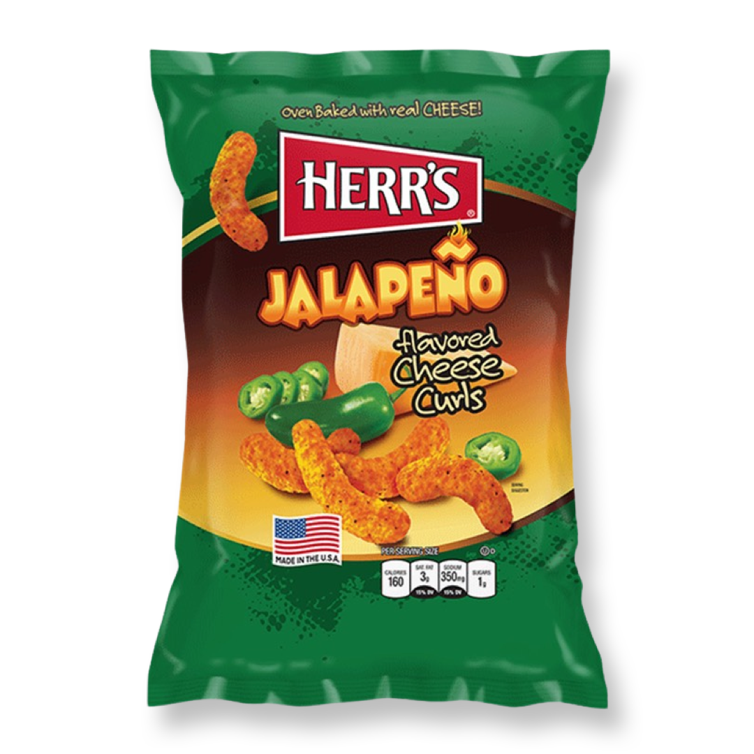Herr's Cheese Curls - Jalapeno Flavour Puffs - 1oz (29g)
