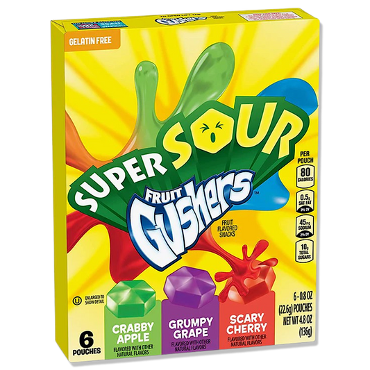Betty Crocker Super Sour Fruit Gushers 138g 6 Pack